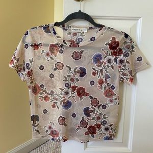 Sheer Floral Short-Sleeve Top